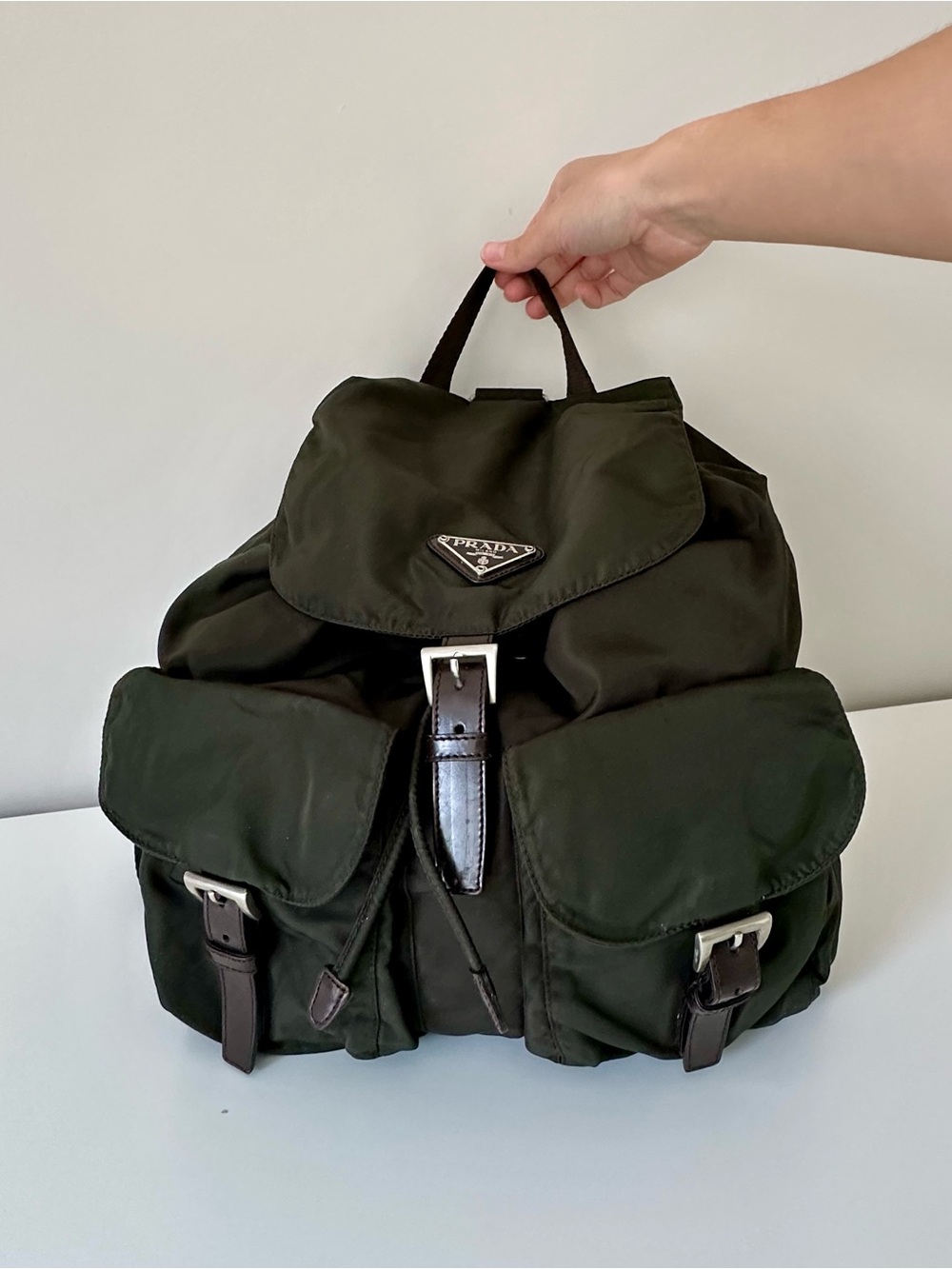 Prada Dark Green Nylon Backpack - Picture 1 of 9